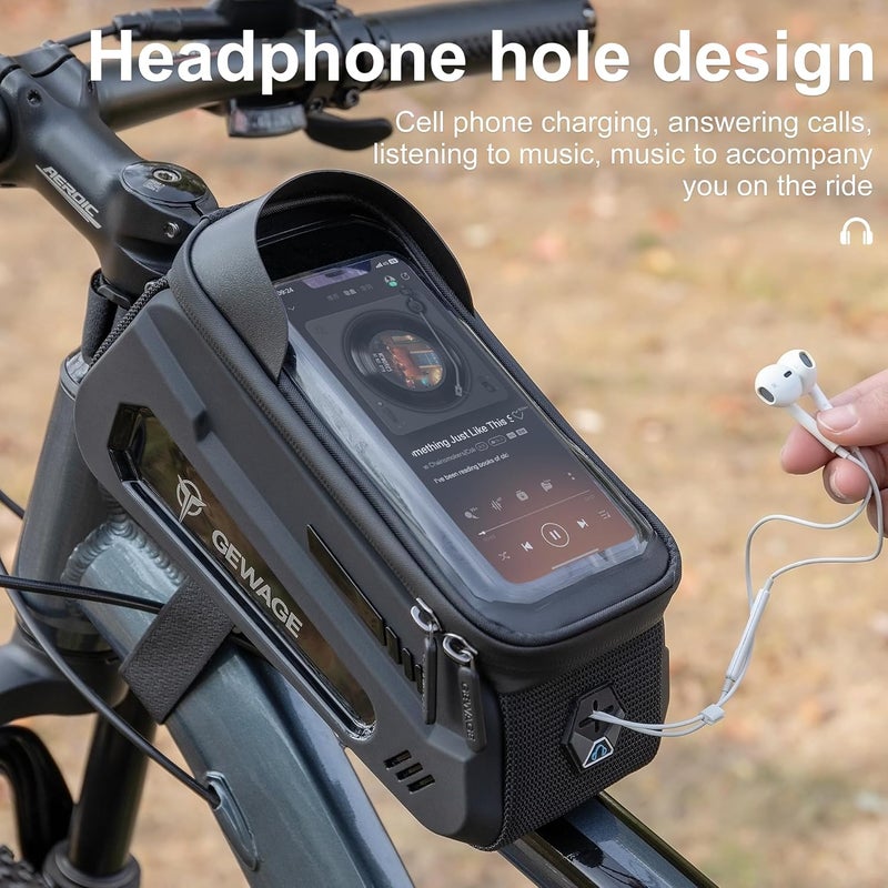 GEWAGE Bike Front Frame Bag with Phone Holder - Top Tube & Handlebar Bags for Mountain & Road Bikes - Image 4